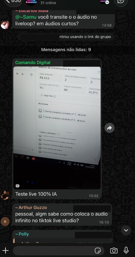 Sequência de notificações