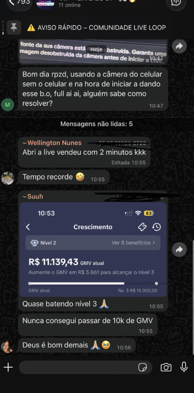 Print de teste de live